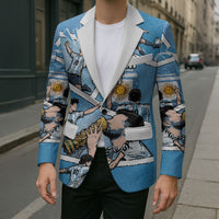 Custom Argentina Football Blazer Goat Comic Style Sun Of May