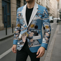 Custom Argentina Football Blazer Goat Comic Style Sun Of May