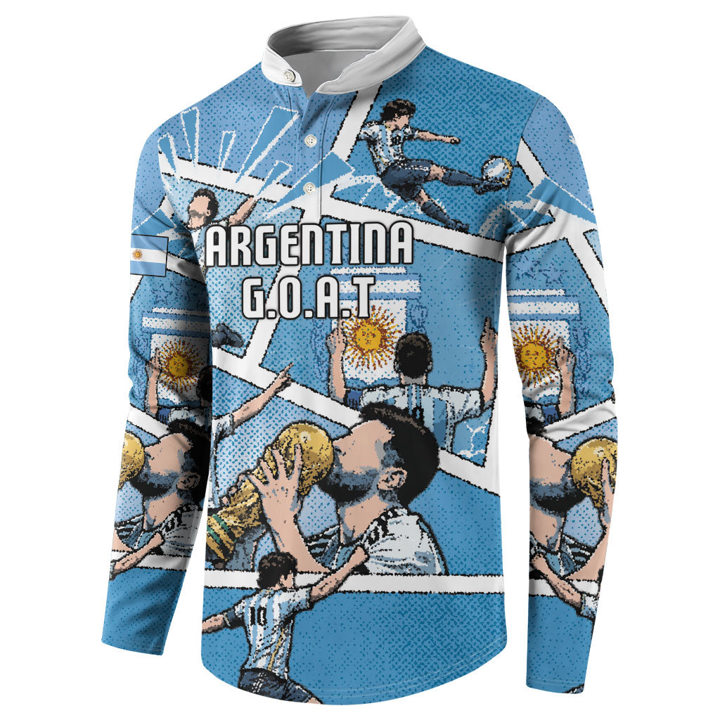 Custom Argentina Football Button Sweatshirt Goat Comic Style Sun Of May