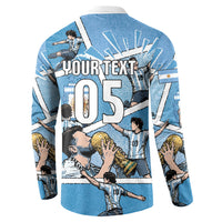 Custom Argentina Football Button Sweatshirt Goat Comic Style Sun Of May