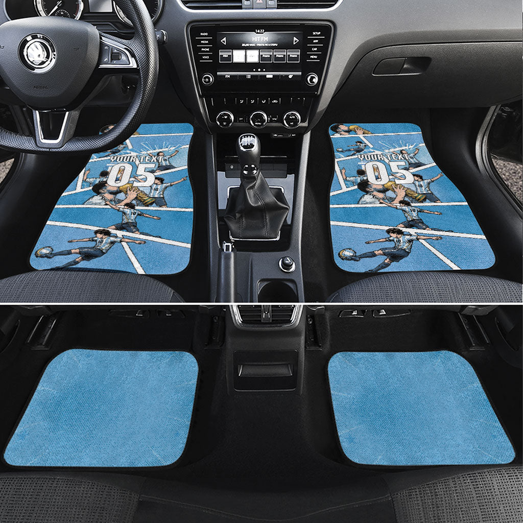 Custom Argentina Football Car Mats Goat Comic Style Sun Of May
