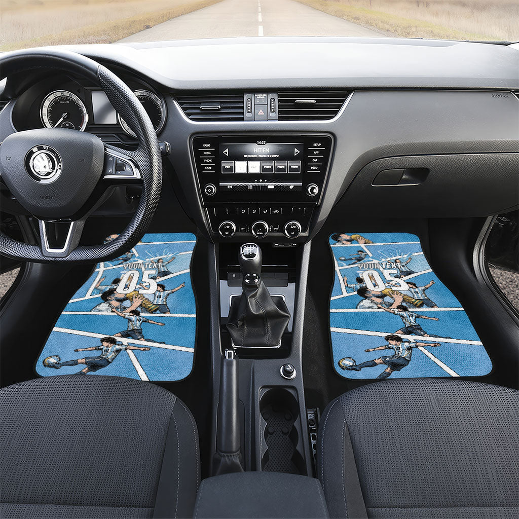 Custom Argentina Football Car Mats Goat Comic Style Sun Of May