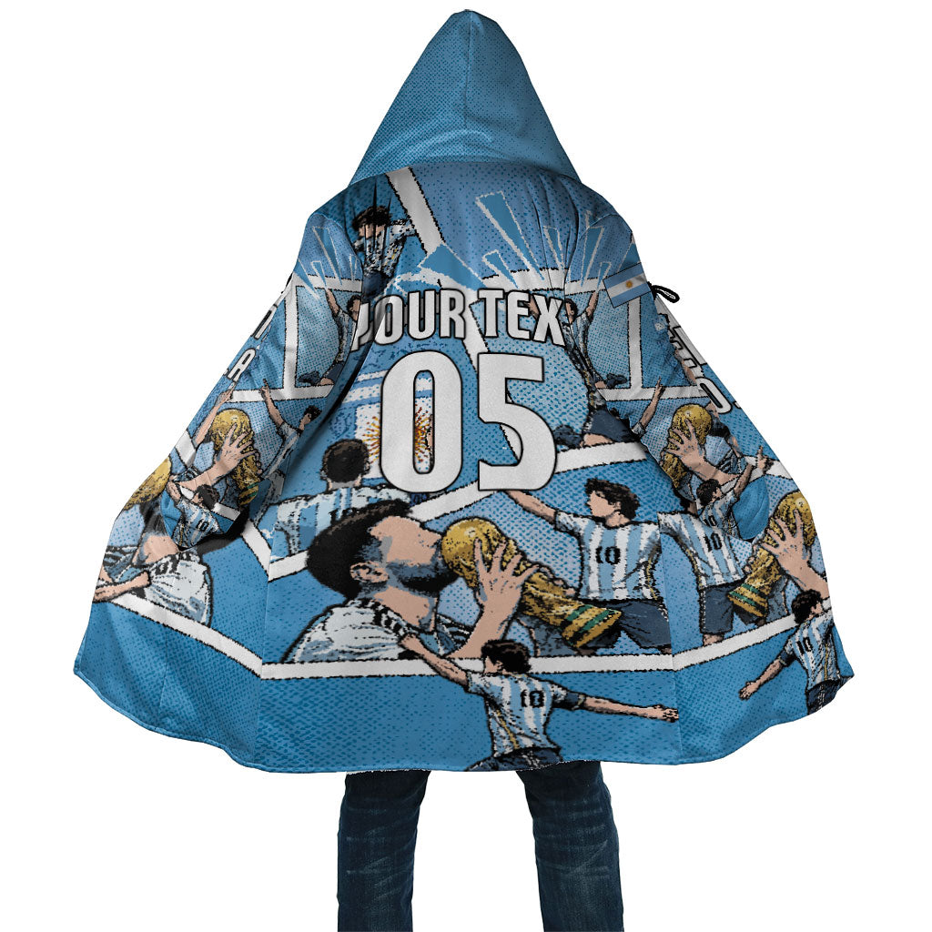 Custom Argentina Football Cloak Goat Comic Style Sun Of May