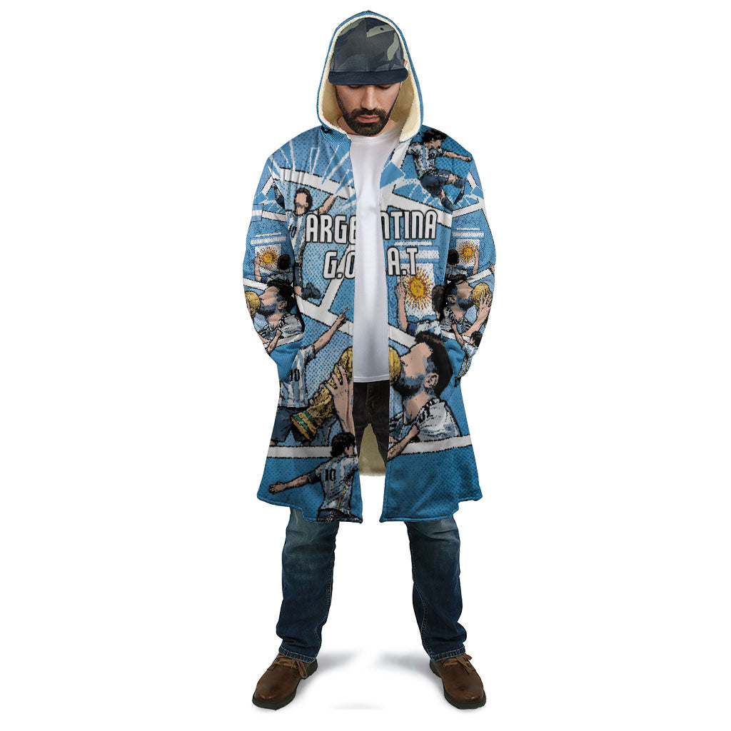 Custom Argentina Football Cloak Goat Comic Style Sun Of May