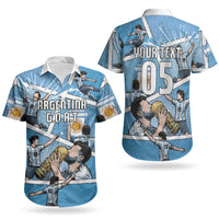 Custom Argentina Football Couples Matching Mermaid Dress and Hawaiian Shirt Goat Comic Style Sun Of May