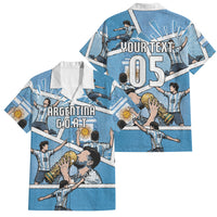 Custom Argentina Football Family Matching Puletasi and Hawaiian Shirt Goat Comic Style Sun Of May