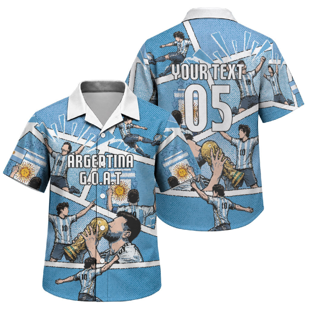 Custom Argentina Football Family Matching Summer Maxi Dress and Hawaiian Shirt Goat Comic Style Sun Of May