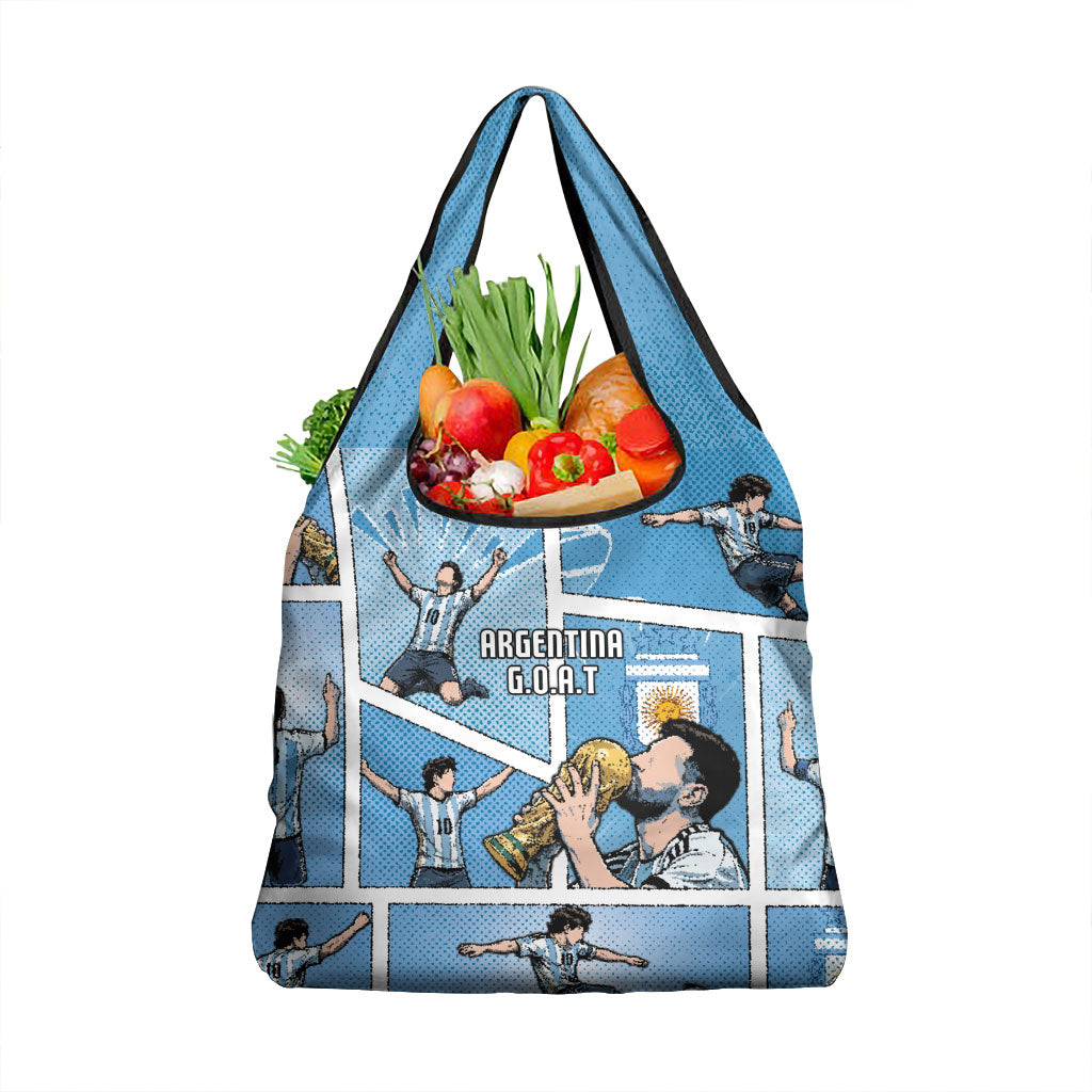 Argentina Football Grocery Bag Goat Comic Style Sun Of May