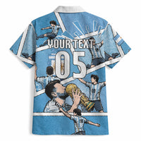 Custom Argentina Football Hawaiian Shirt Goat Comic Style Sun Of May