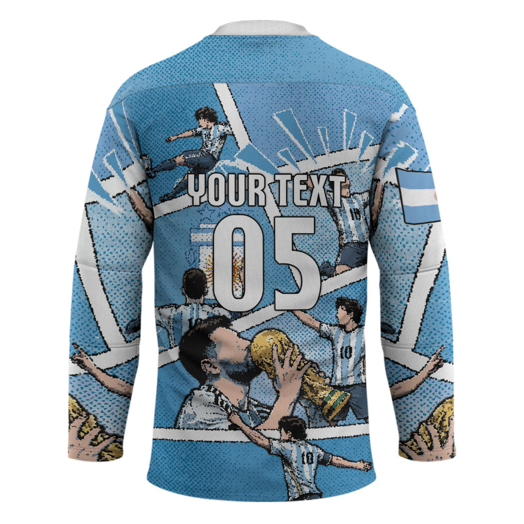 Custom Argentina Football Hockey Jersey Goat Comic Style Sun Of May