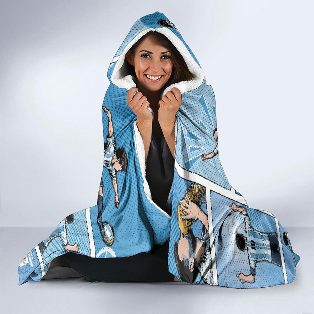 Argentina Football Hooded Blanket Goat Comic Style Sun Of May