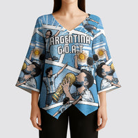 Custom Argentina Football Kimono Sleeve Blouse Goat Comic Style Sun Of May