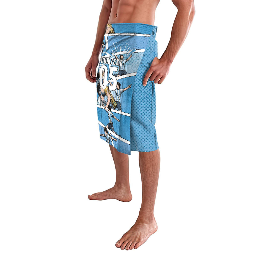 Custom Argentina Football Lavalava Goat Comic Style Sun Of May
