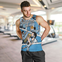 Custom Argentina Football Men Tank Top Goat Comic Style Sun Of May