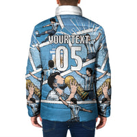 Custom Argentina Football Padded Jacket Goat Comic Style Sun Of May