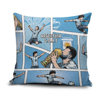 Argentina Football Pillow Cover Goat Comic Style Sun Of May