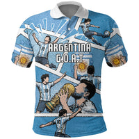 Custom Argentina Football Polo Shirt Goat Comic Style Sun Of May