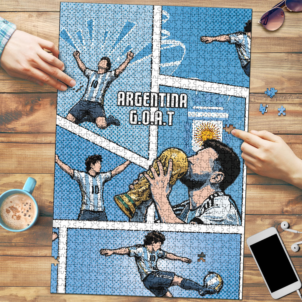 Argentina Football Puzzle Goat Comic Style Sun Of May
