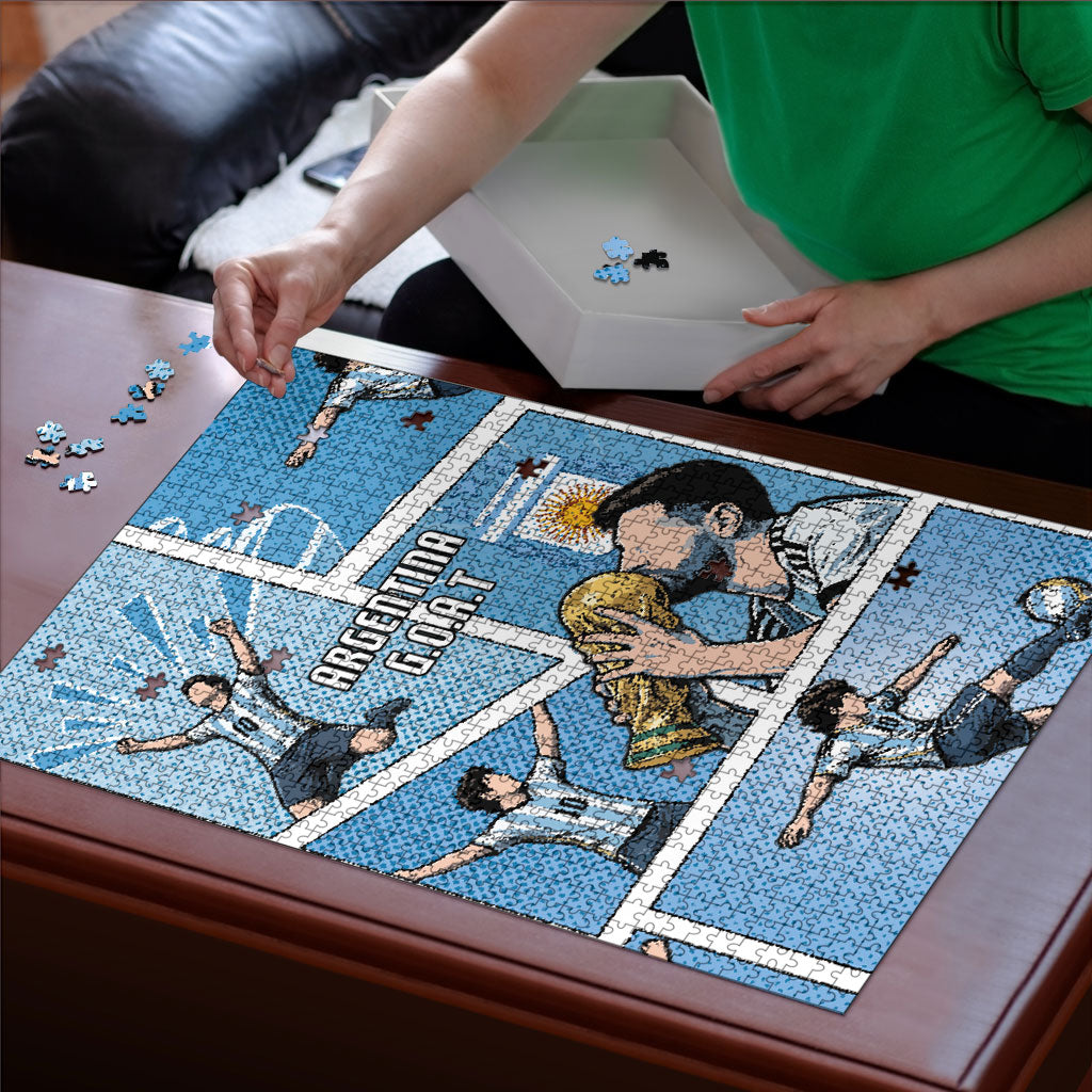 Argentina Football Puzzle Goat Comic Style Sun Of May