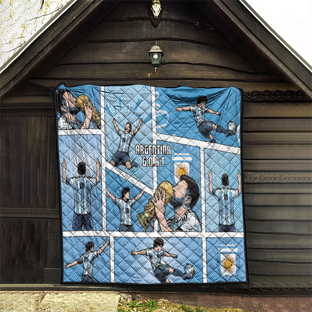 Argentina Football Quilt Goat Comic Style Sun Of May