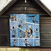 Argentina Football Quilt Goat Comic Style Sun Of May