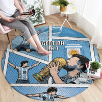 Argentina Football Round Carpet Goat Comic Style Sun Of May