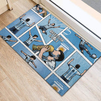 Argentina Football Rubber Doormat Goat Comic Style Sun Of May