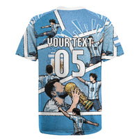Custom Argentina Football Rugby Jersey Goat Comic Style Sun Of May