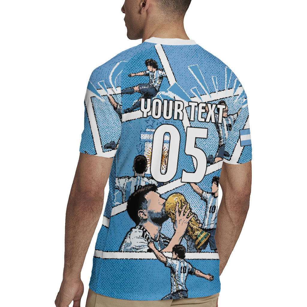 Custom Argentina Football Rugby Jersey Goat Comic Style Sun Of May