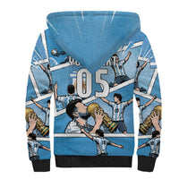 Custom Argentina Football Sherpa Hoodie Goat Comic Style Sun Of May