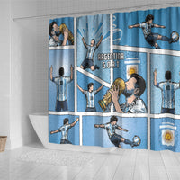 Argentina Football Shower Curtain Goat Comic Style Sun Of May
