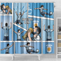 Argentina Football Shower Curtain Goat Comic Style Sun Of May