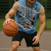 Custom Argentina Football Sleeveless Hoodie Goat Comic Style Sun Of May