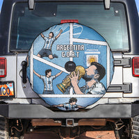 Argentina Football Spare Tire Cover Goat Comic Style Sun Of May