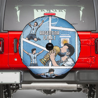 Argentina Football Spare Tire Cover Goat Comic Style Sun Of May