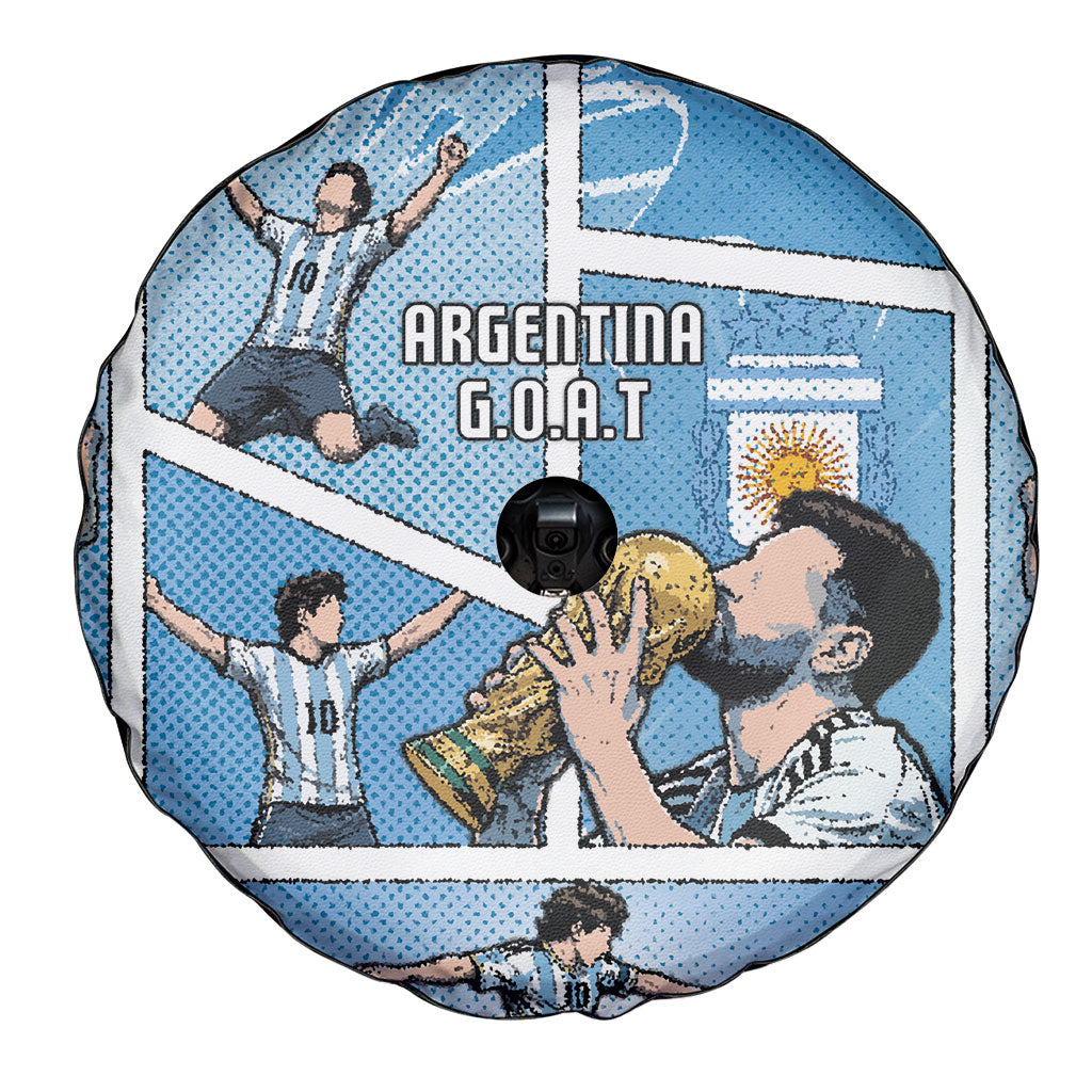 Argentina Football Spare Tire Cover Goat Comic Style Sun Of May