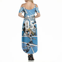 Custom Argentina Football Summer Maxi Dress Goat Comic Style Sun Of May