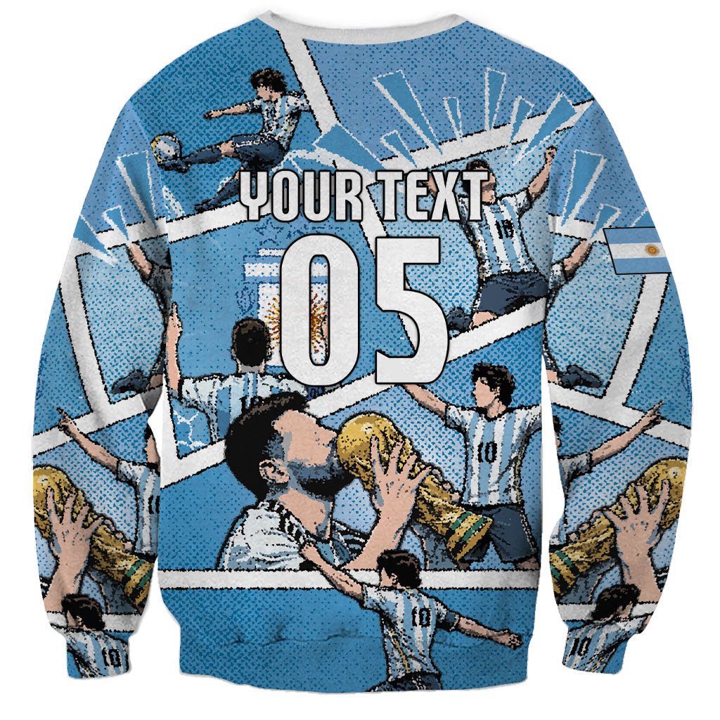 Custom Argentina Football Sweatshirt Goat Comic Style Sun Of May