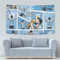 Argentina Football Tapestry Goat Comic Style Sun Of May