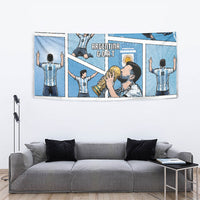 Argentina Football Tapestry Goat Comic Style Sun Of May