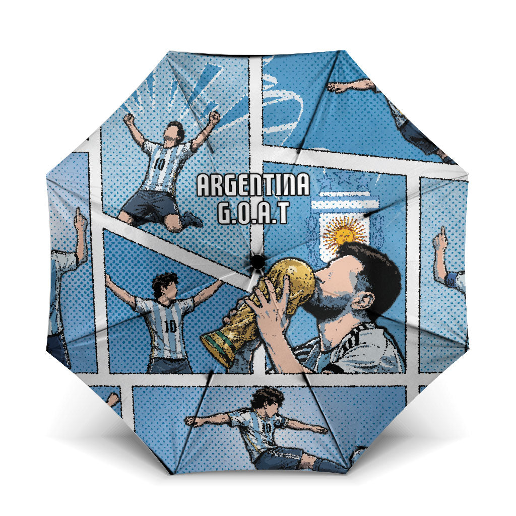 Argentina Football Umbrella Goat Comic Style Sun Of May