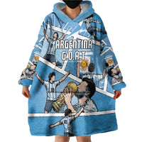 Custom Argentina Football Wearable Blanket Hoodie Goat Comic Style Sun Of May