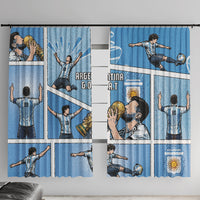 Argentina Football Window Curtain Goat Comic Style Sun Of May