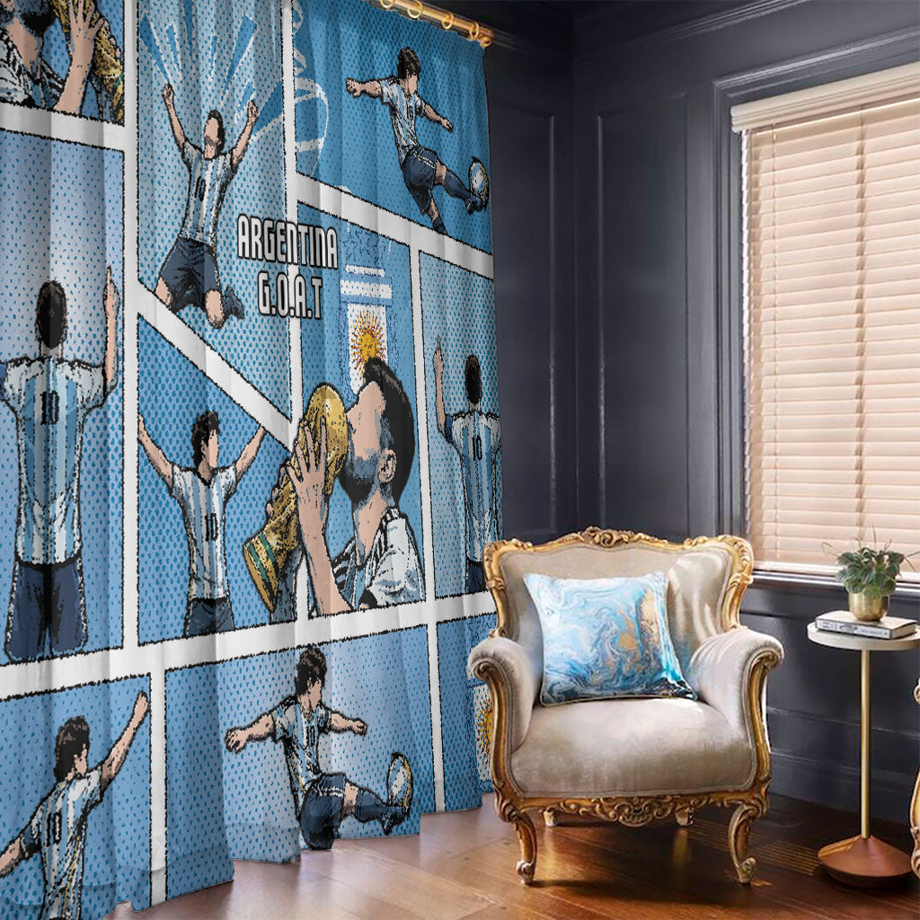 Argentina Football Window Curtain Goat Comic Style Sun Of May