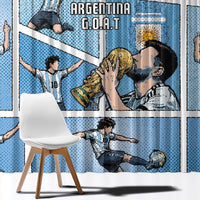 Argentina Football Window Curtain Goat Comic Style Sun Of May