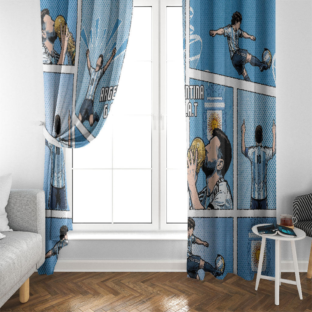 Argentina Football Window Curtain Goat Comic Style Sun Of May