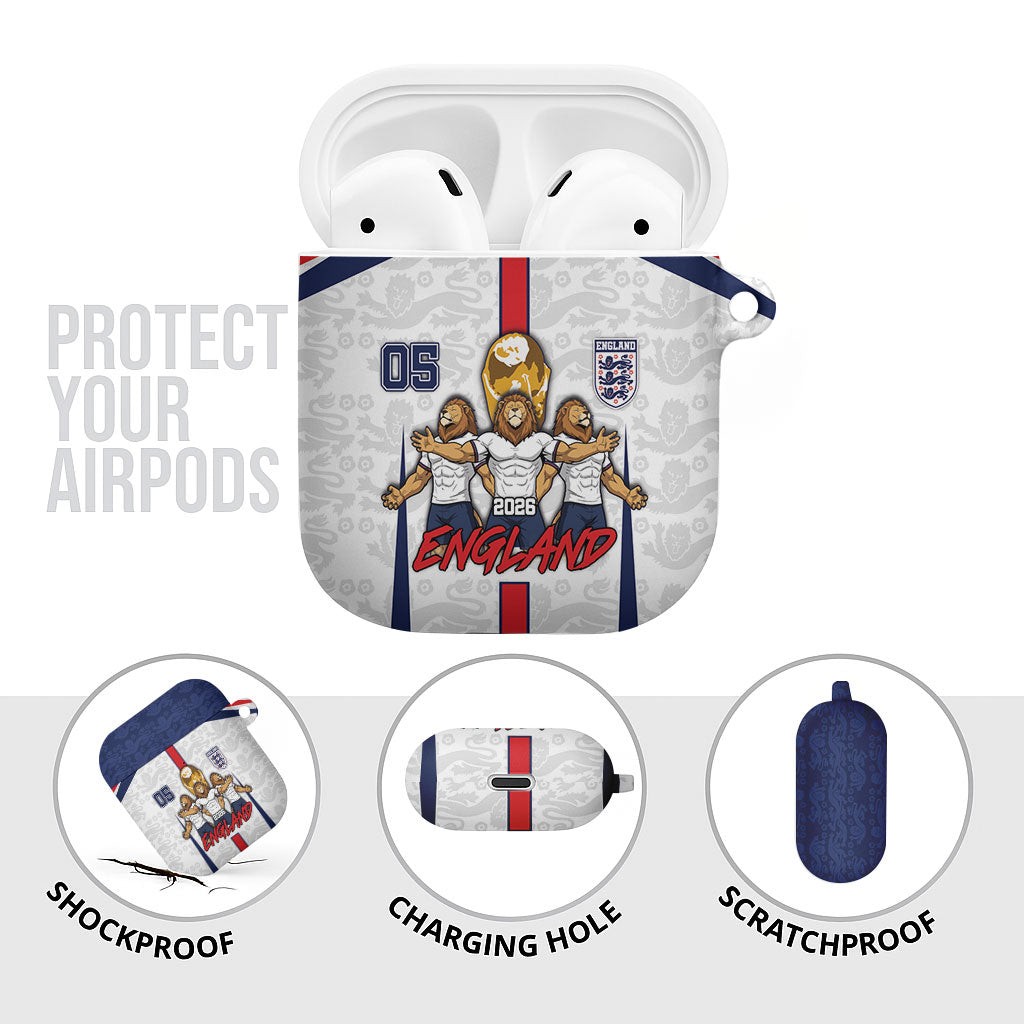 Custom England Football AirPods Case Three Lions Trophy St George Cross
