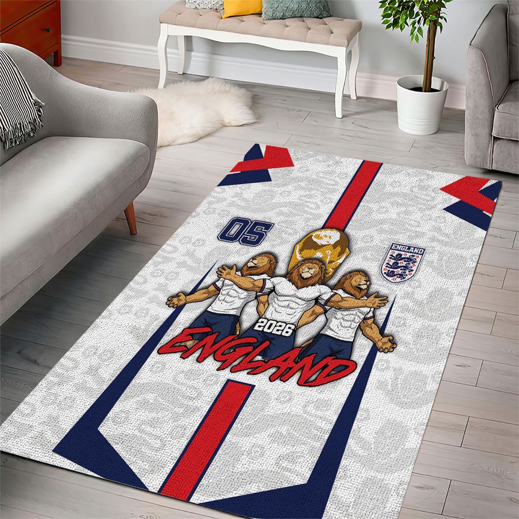 Custom England Football Area Rug Three Lions Trophy St George Cross