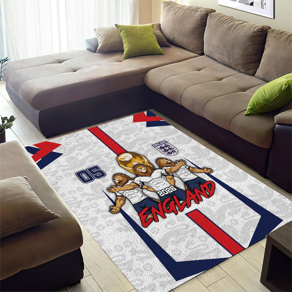 Custom England Football Area Rug Three Lions Trophy St George Cross