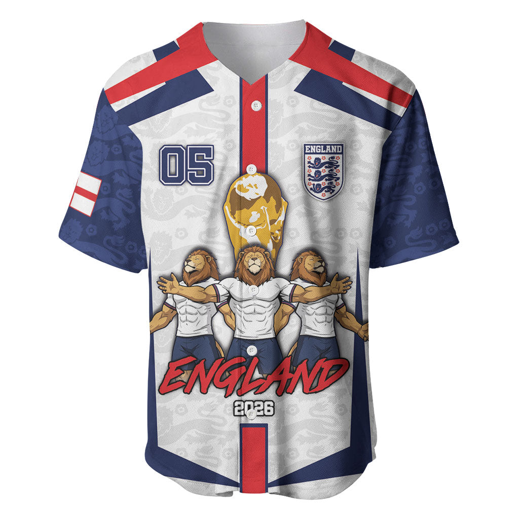 Custom England Football Baseball Jersey Three Lions Trophy St George Cross